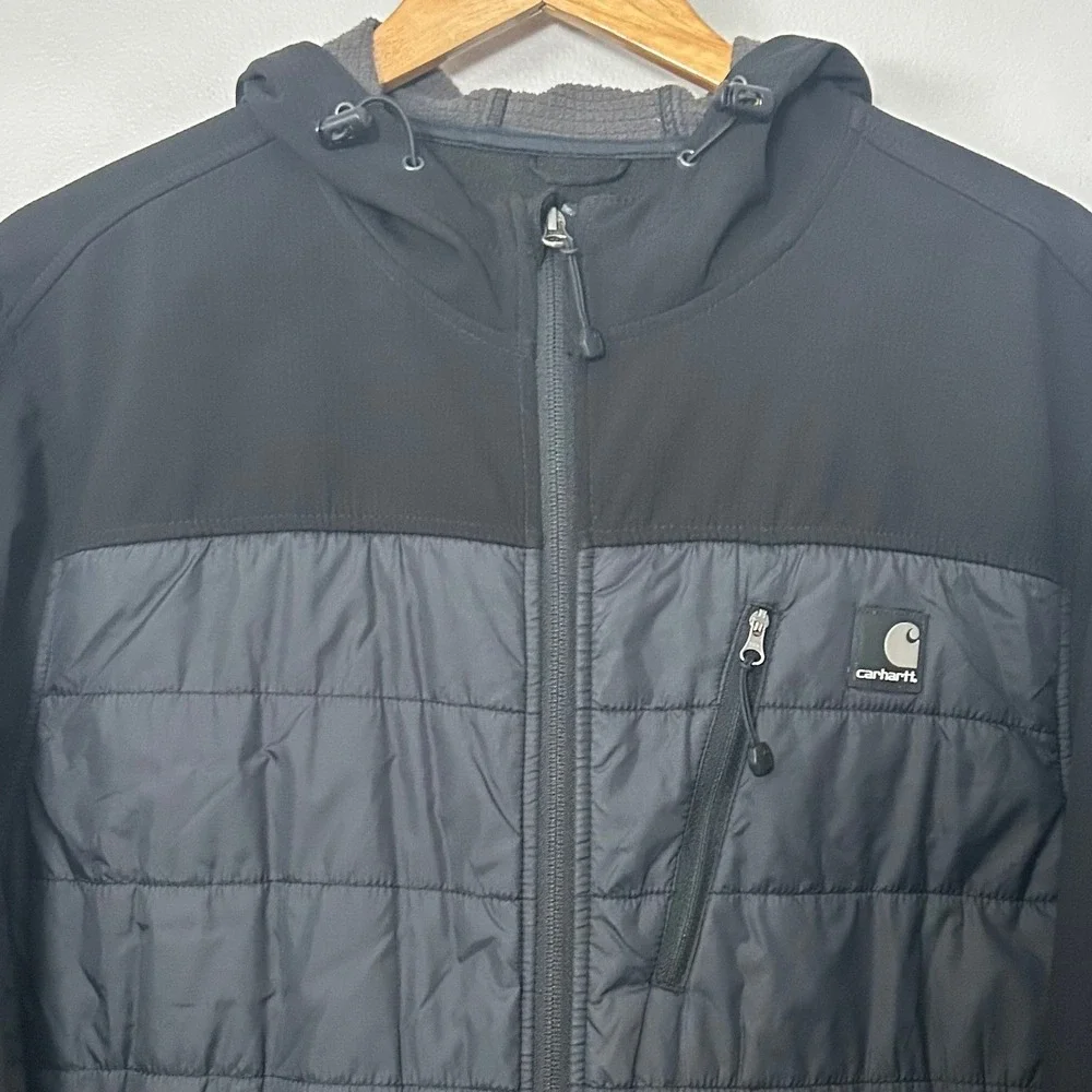 Carhartt Jacket Mens Medium Black J294 Hybrid‎ Quilted Softshell Hooded Full Zip